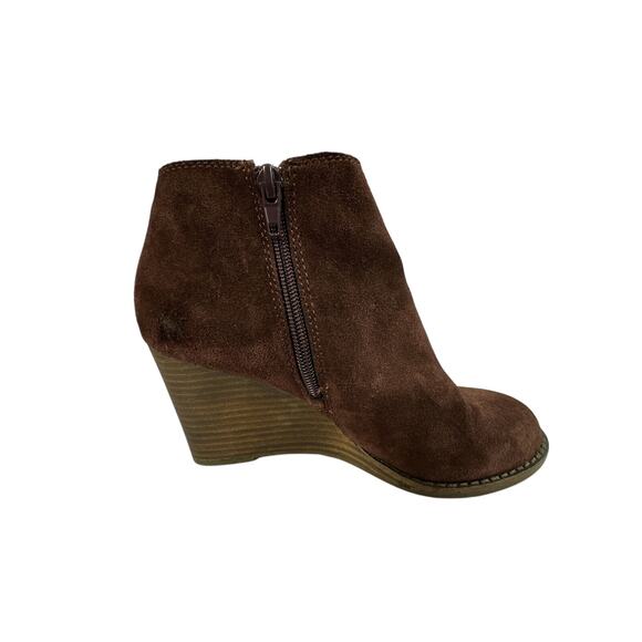 Lucky Brand Burgundy Suede Wedge Ankle Booties Boots LK YIMME 6.5 M - Picture 8 of 12
